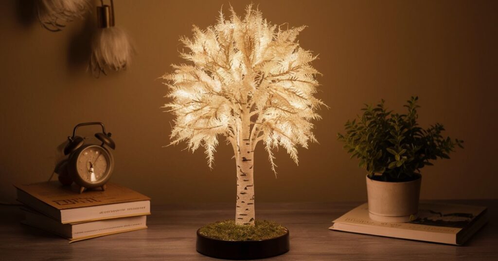 1pc USB & Battery Powered LED Tabletop Birch Tree Lamp